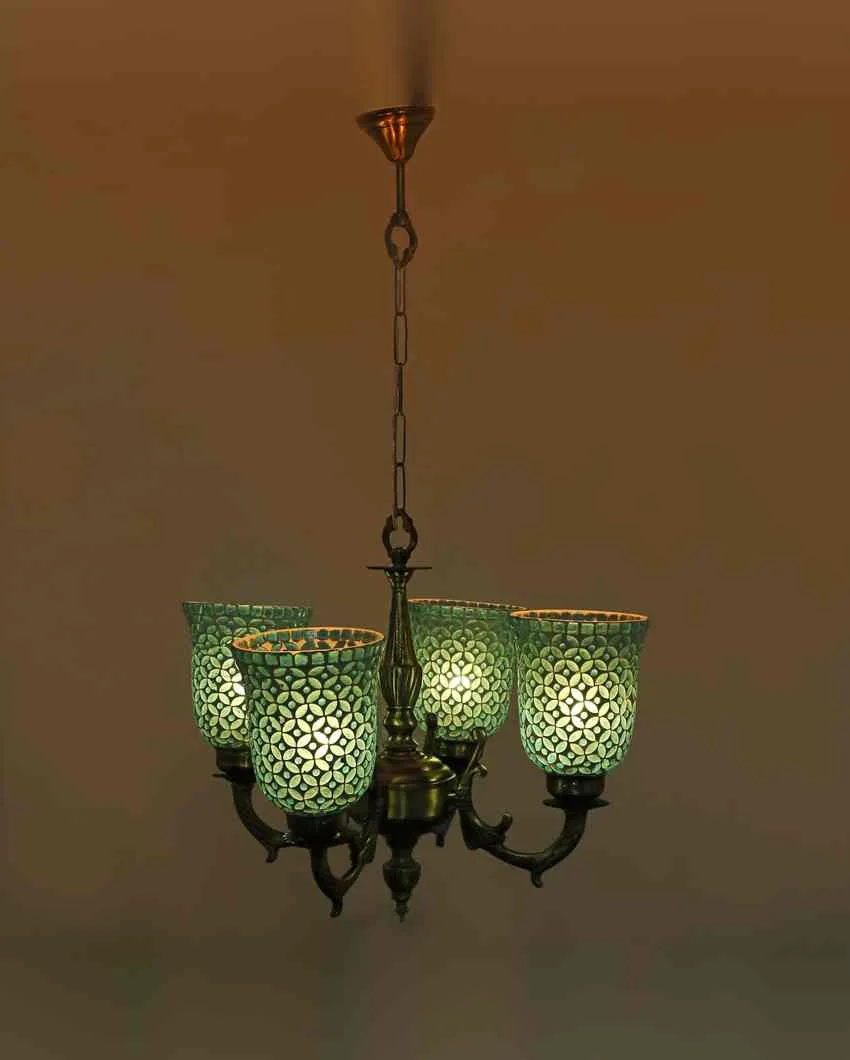 Modern Ceiling Four Decorative Glass Lamp Shade Chandelier | 19 x 19 x 17 inches