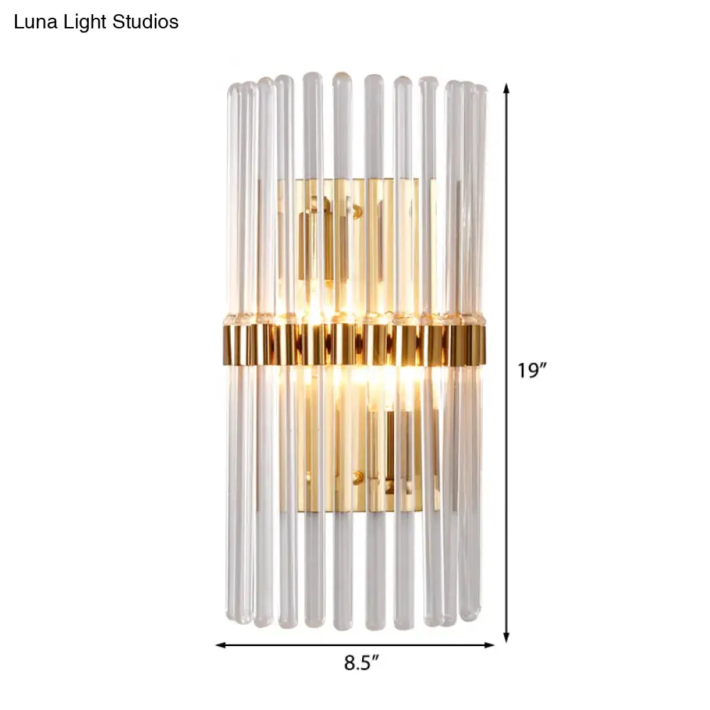 Modern Clear Crystal Wall Sconce - Stylish 2 Light Gold Finish for Living Room