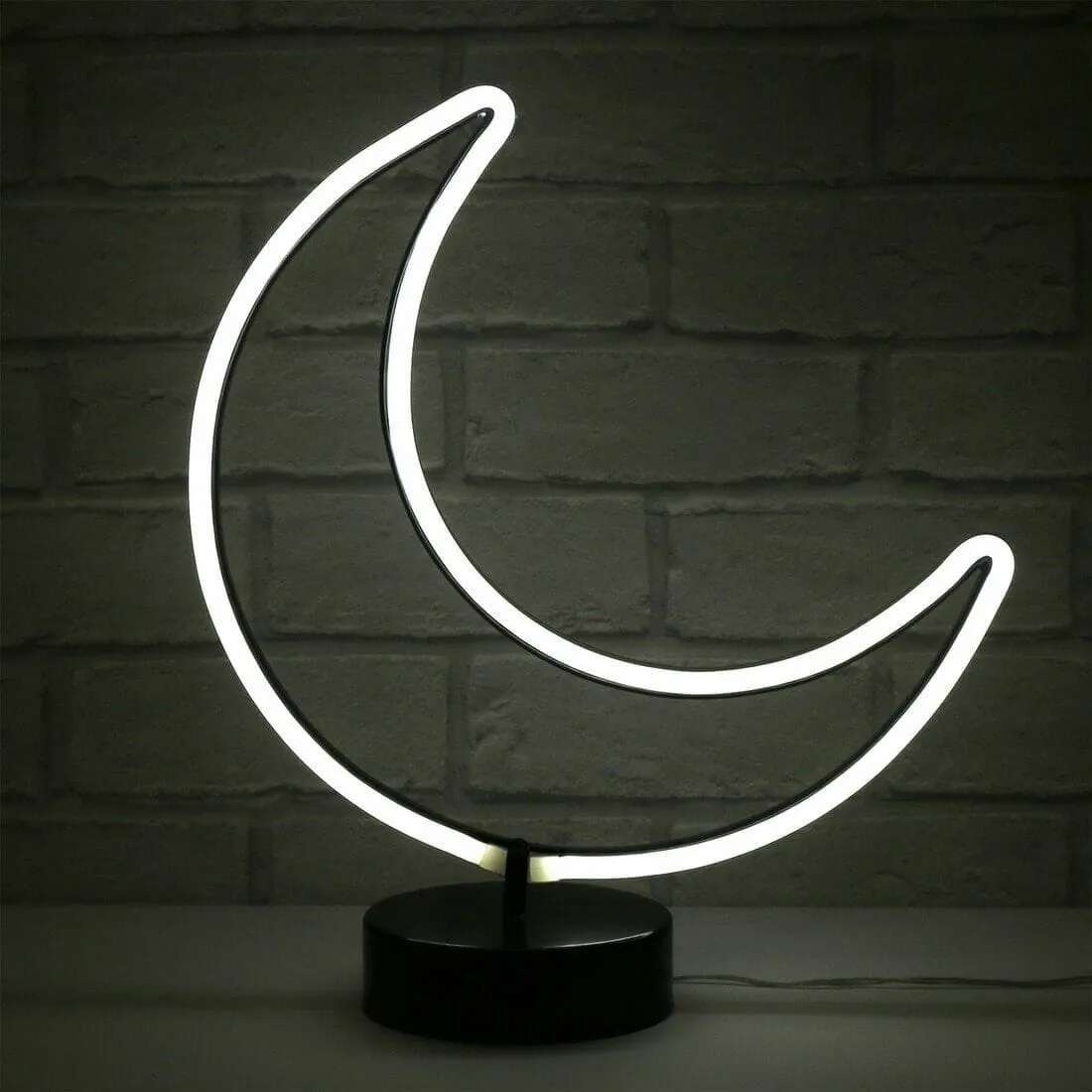 Moon Neon White Table Lamp Bright LED Rope Light Feature