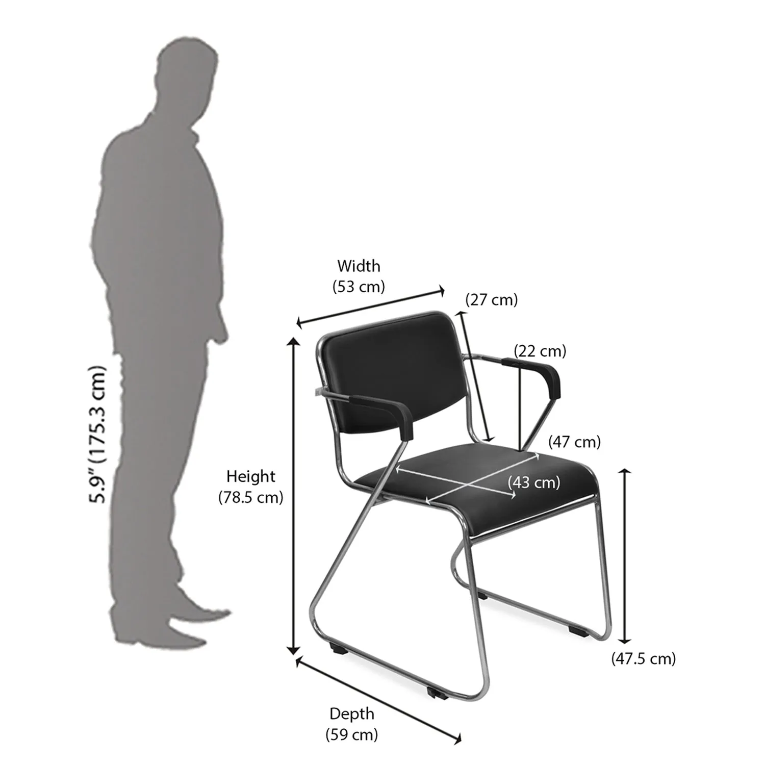 Nilkamal Contract 01 with Arm Visitor Chair (Black)