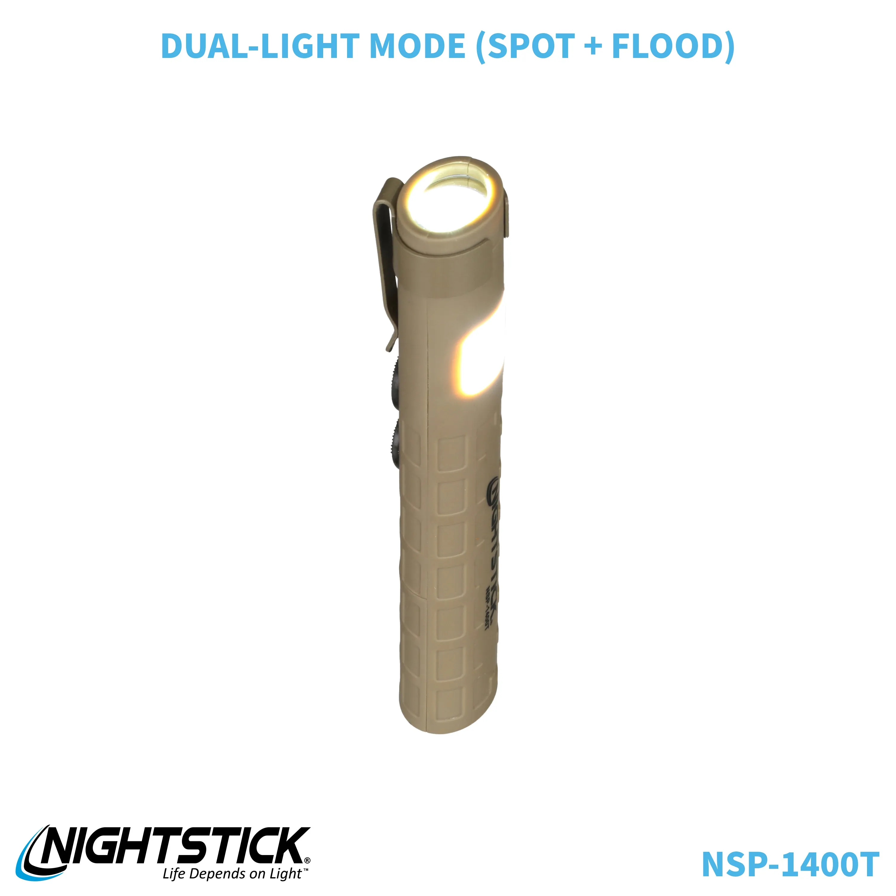 NSP-1400T: Dual-Switch Dual-Light Flashlight - 2 AAA