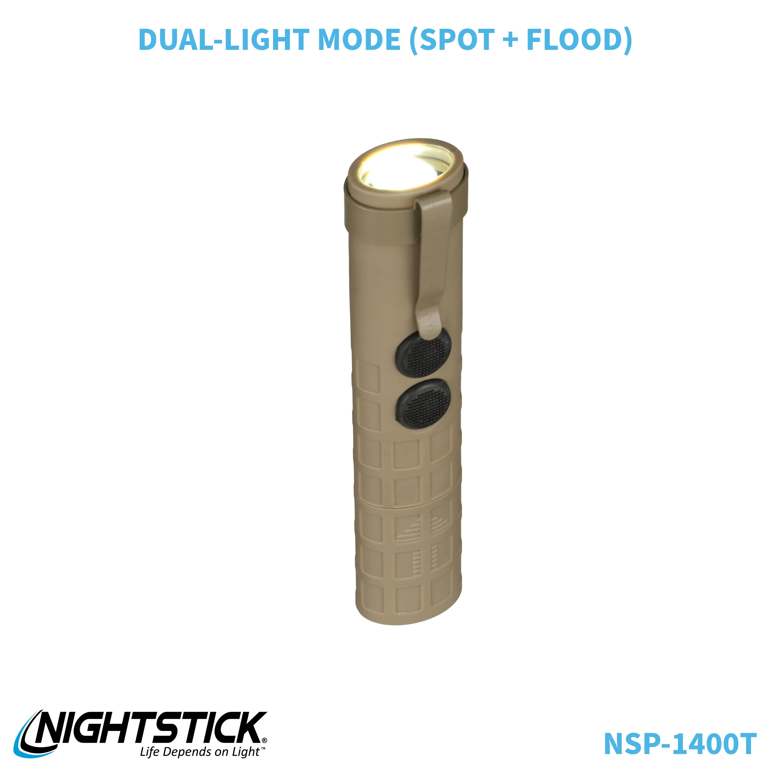 NSP-1400T: Dual-Switch Dual-Light Flashlight - 2 AAA