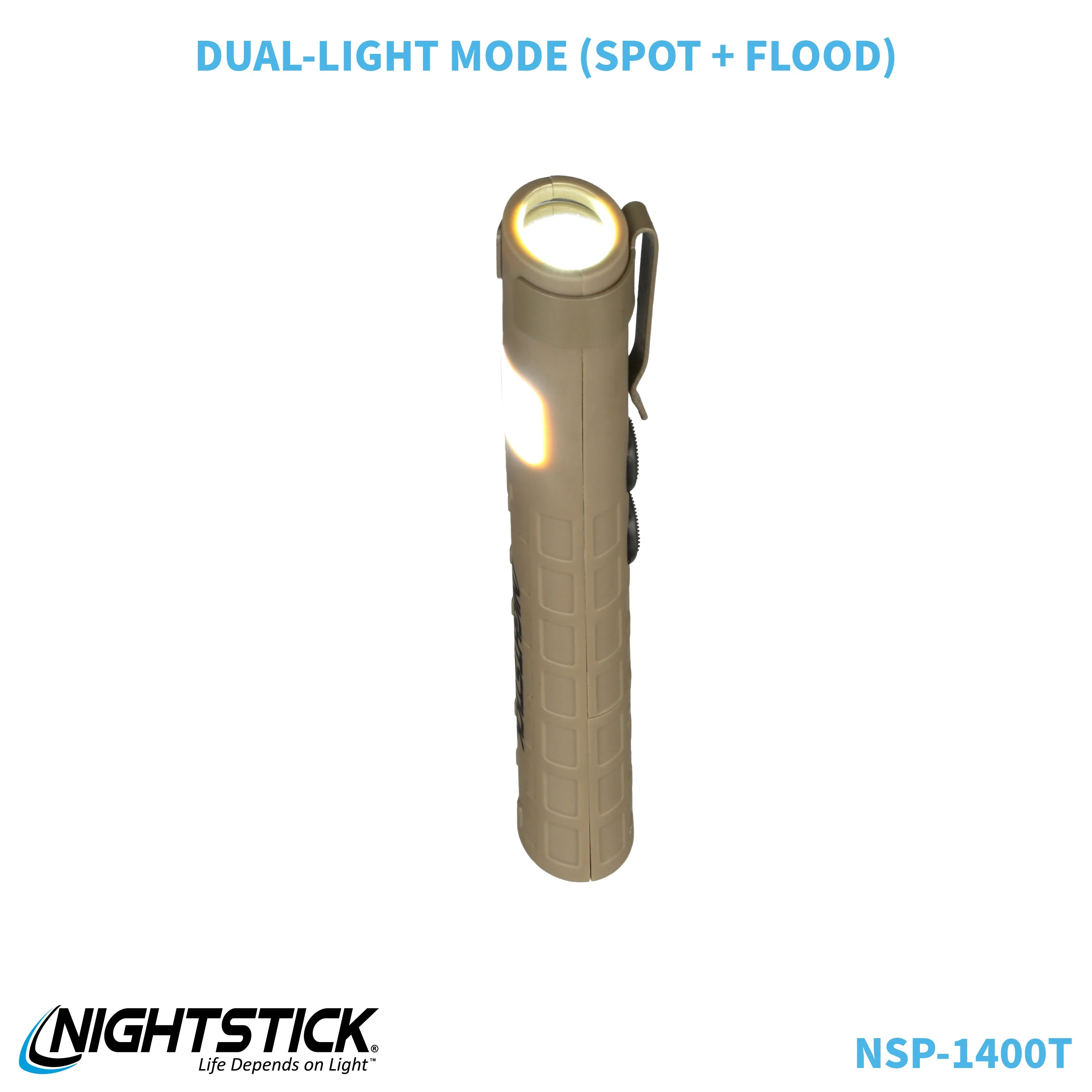 NSP-1400T: Dual-Switch Dual-Light Flashlight - 2 AAA