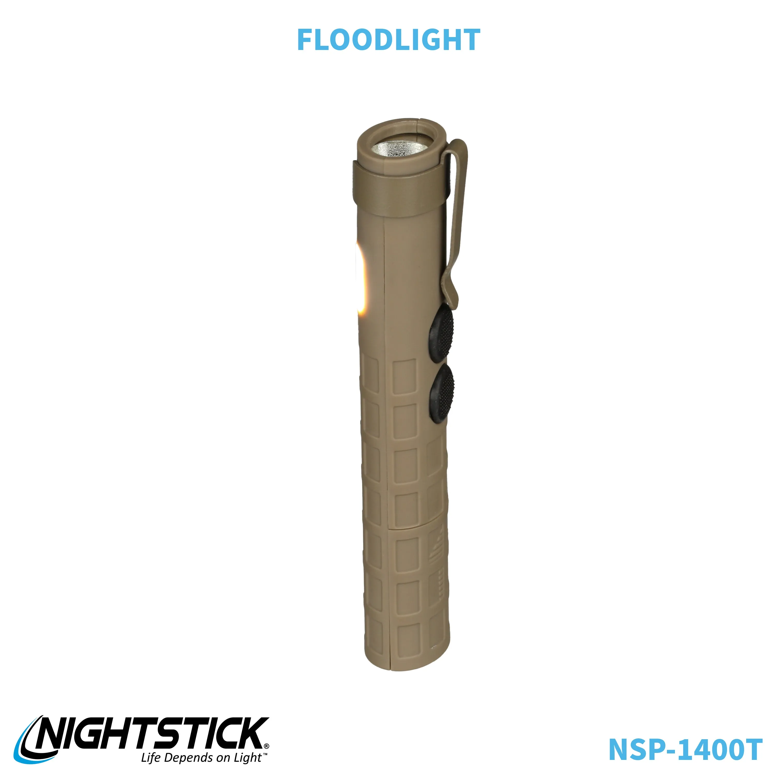 NSP-1400T: Dual-Switch Dual-Light Flashlight - 2 AAA