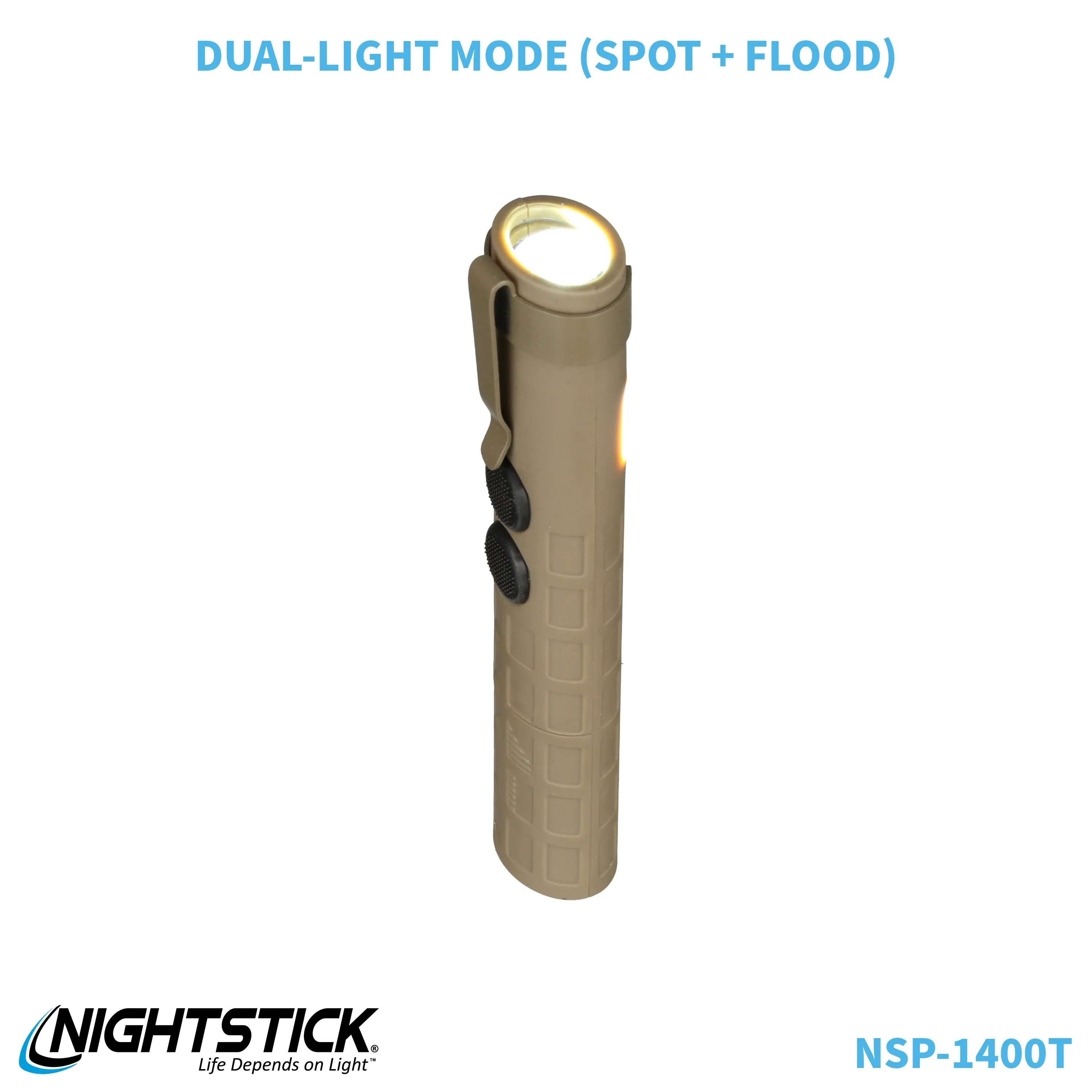 NSP-1400T: Dual-Switch Dual-Light Flashlight - 2 AAA