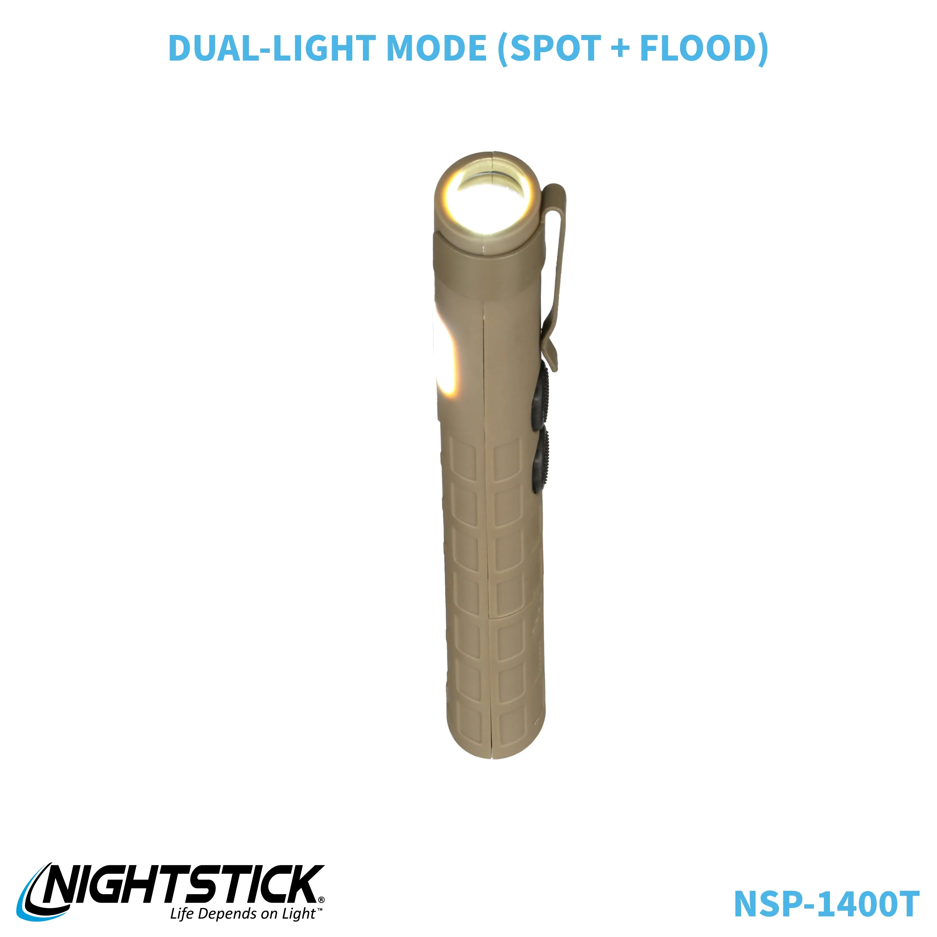 NSP-1400T: Dual-Switch Dual-Light Flashlight - 2 AAA