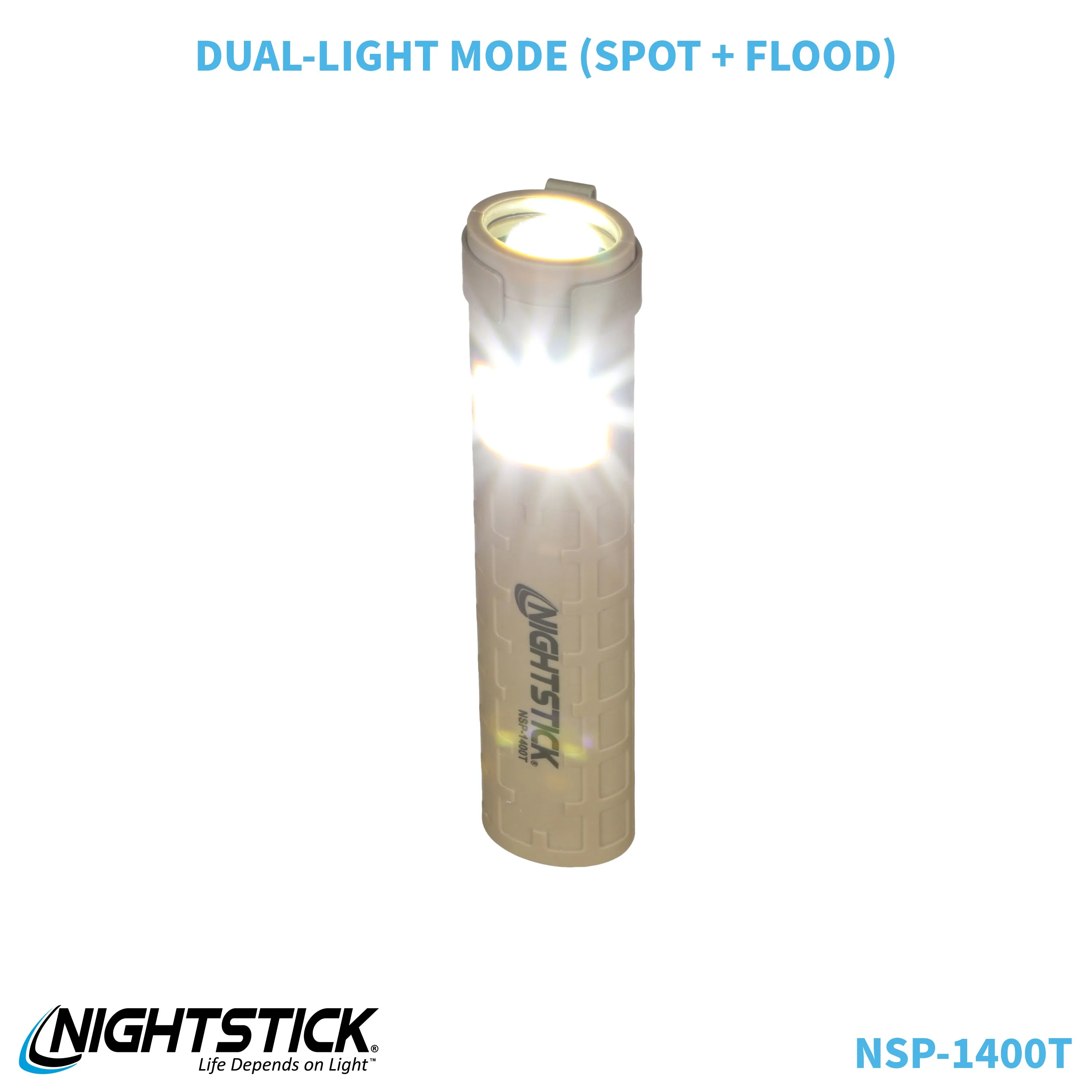 NSP-1400T: Dual-Switch Dual-Light Flashlight - 2 AAA