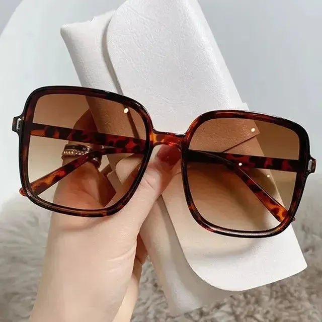 Outdoor UV400 Meter Nail Square Sunglasses Gradient Decoration Black Sunglasses Transparent Trend UV Resistant Retro Sunglasses