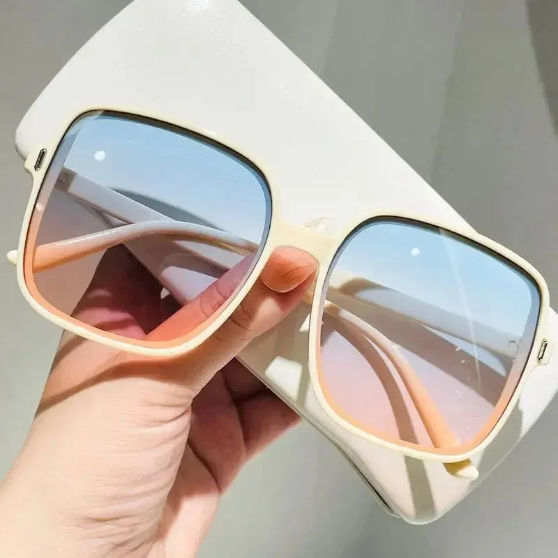 Outdoor UV400 Meter Nail Square Sunglasses Gradient Decoration Black Sunglasses Transparent Trend UV Resistant Retro Sunglasses