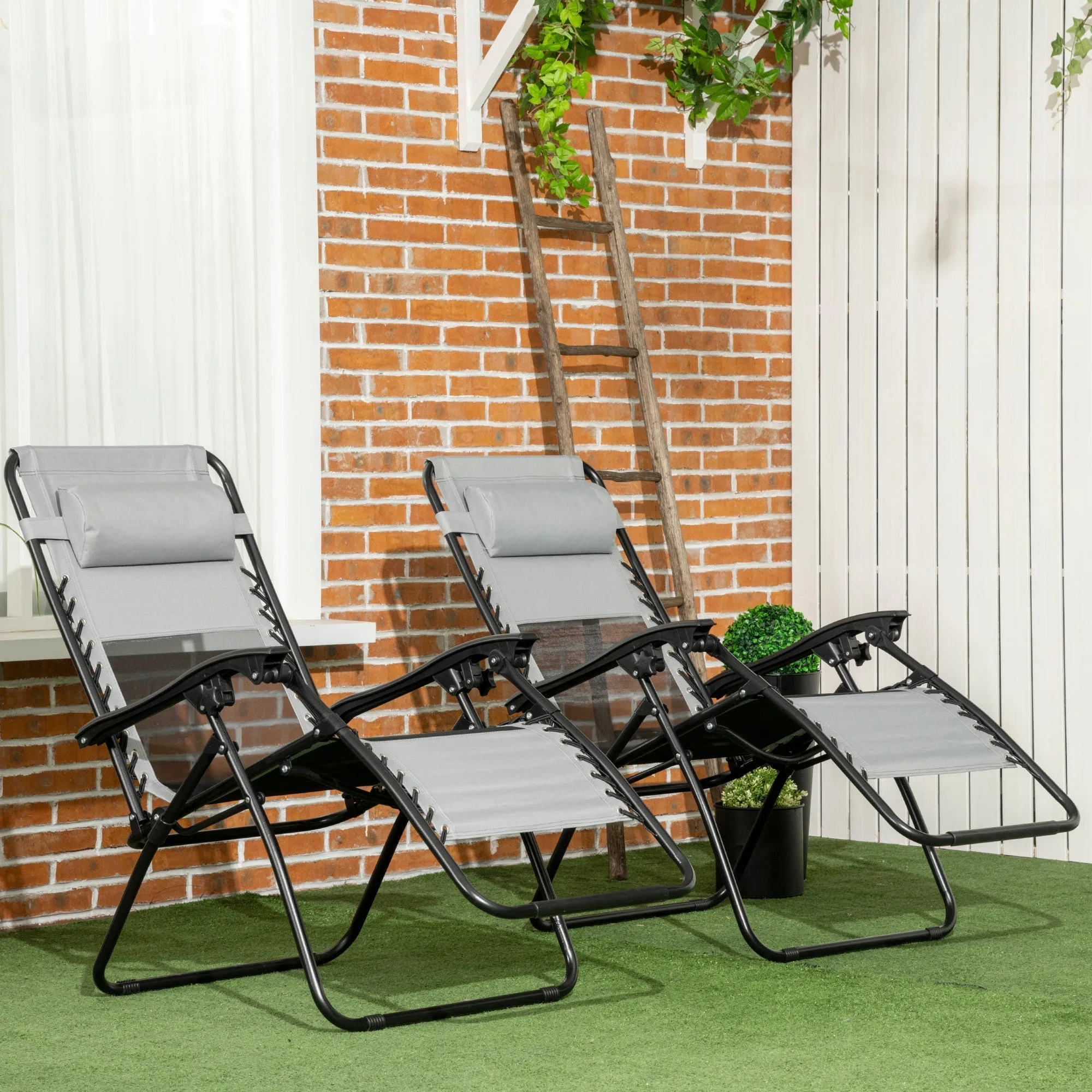 Outsunny Garden Recliner Chairs Set of 2