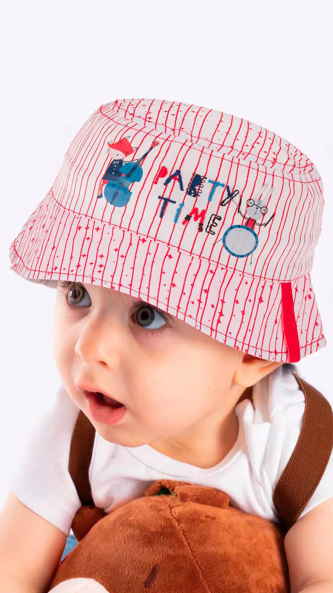 Party Time Embroidery - Infant Boy Bucket Hat 0-18 Months