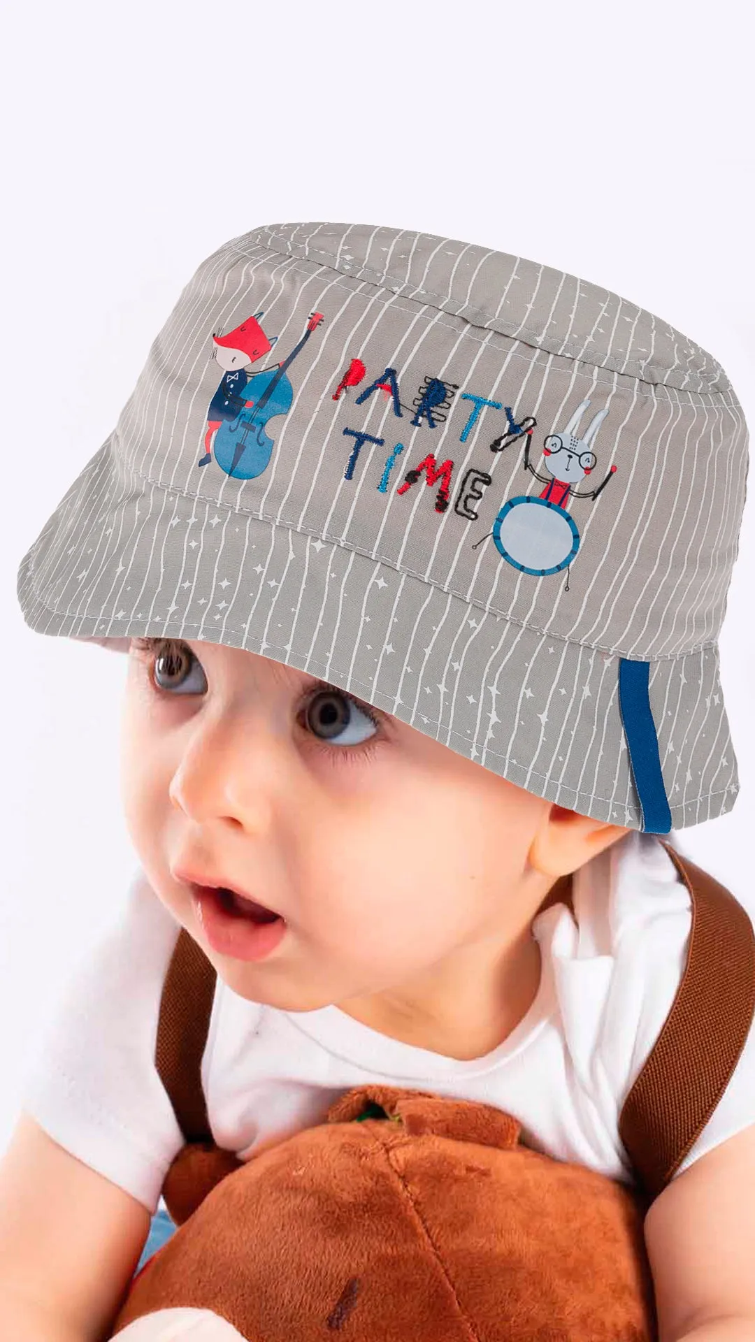 Party Time Embroidery - Infant Boy Bucket Hat 0-18 Months