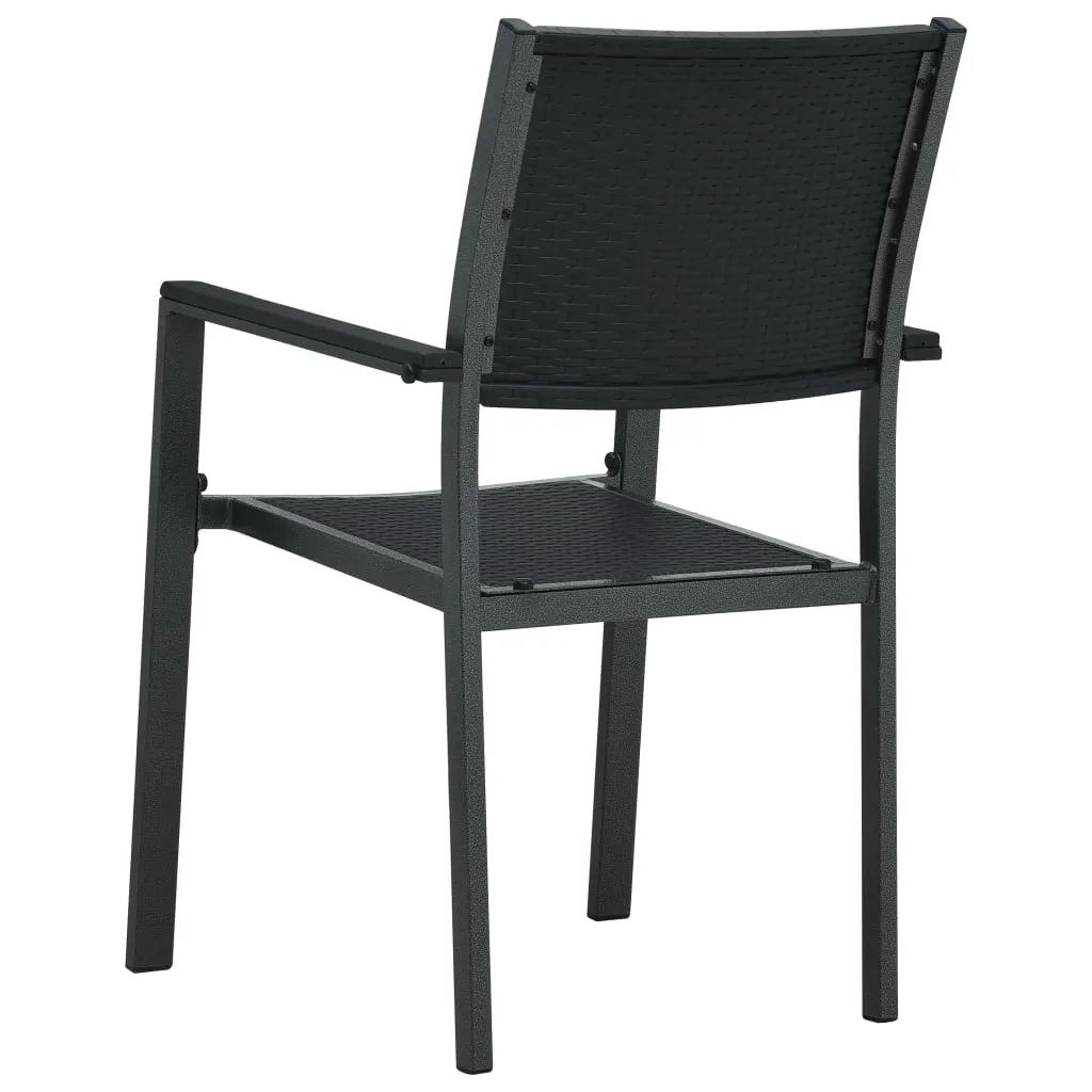 Patio Chairs Dining Chair for Deck Porch Black Plastic Rattan Look