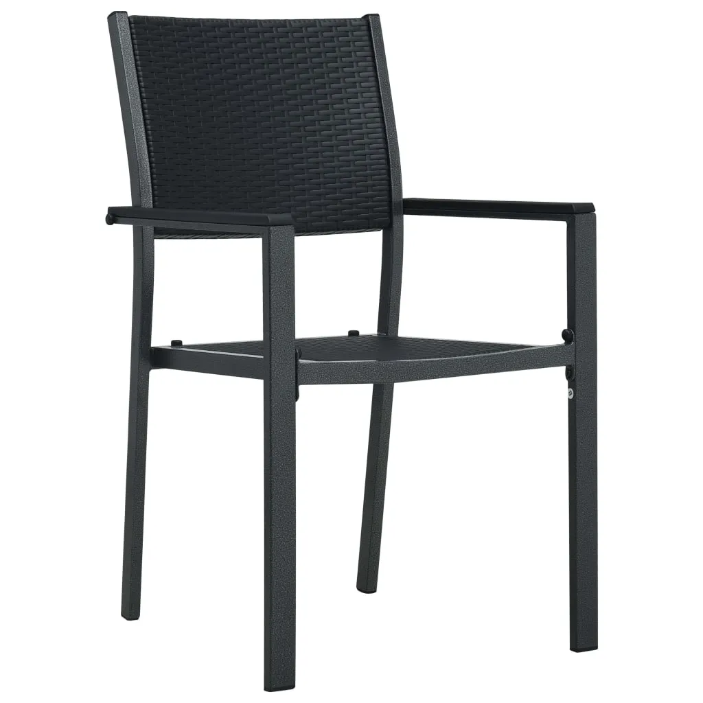 Patio Chairs Dining Chair for Deck Porch Black Plastic Rattan Look