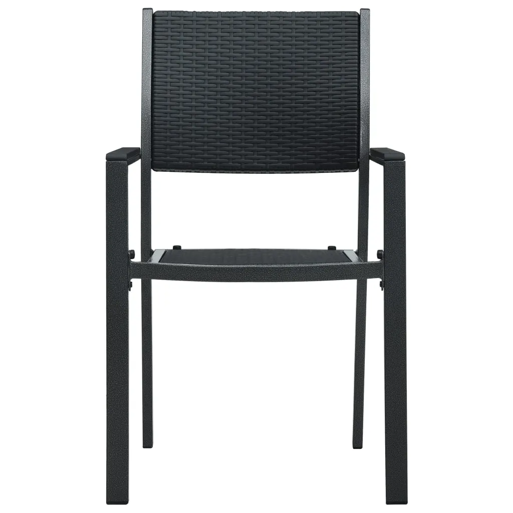 Patio Chairs Dining Chair for Deck Porch Black Plastic Rattan Look