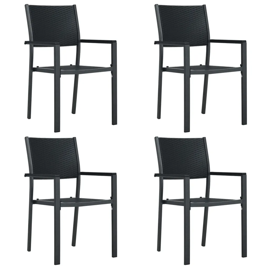 Patio Chairs Dining Chair for Deck Porch Black Plastic Rattan Look