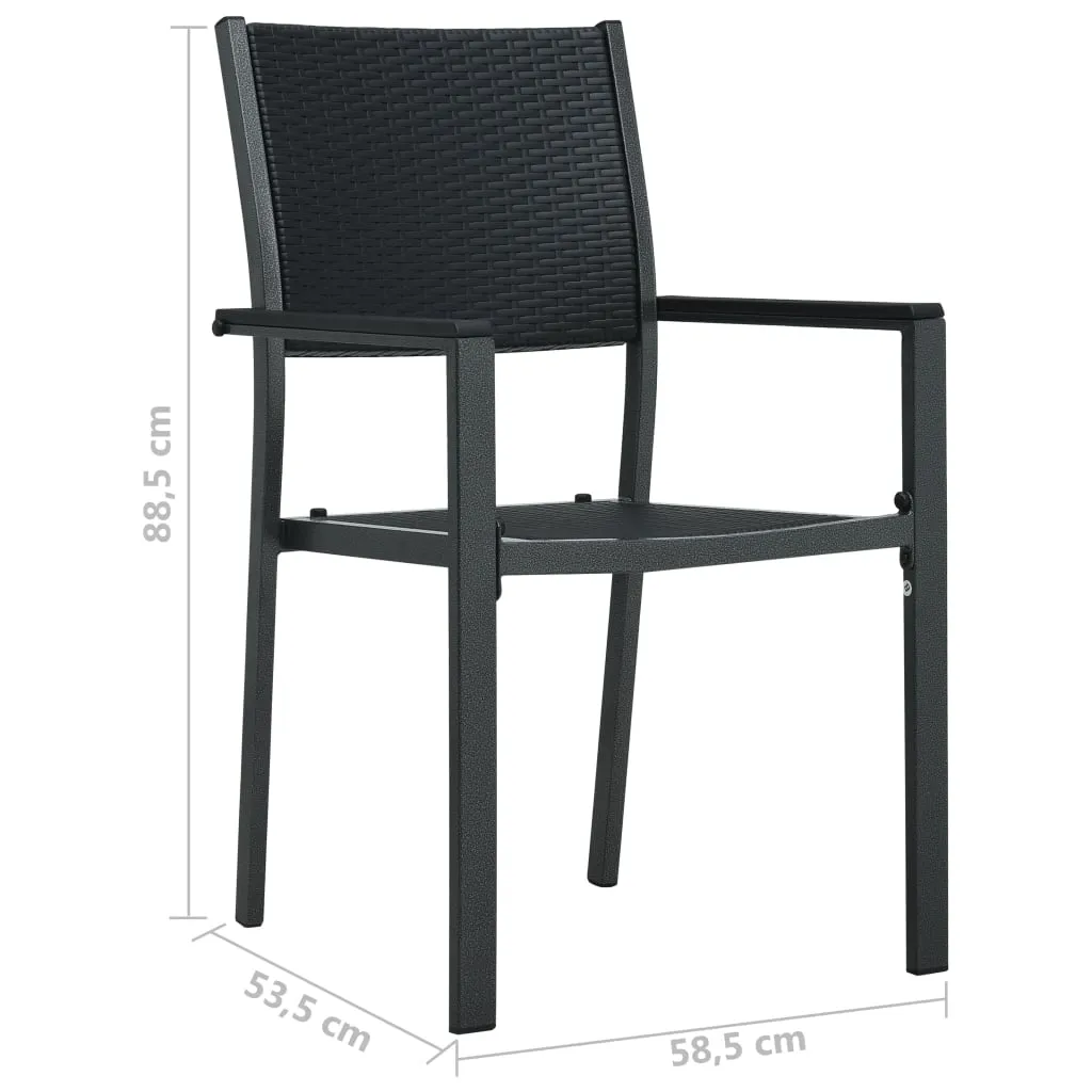 Patio Chairs Dining Chair for Deck Porch Black Plastic Rattan Look