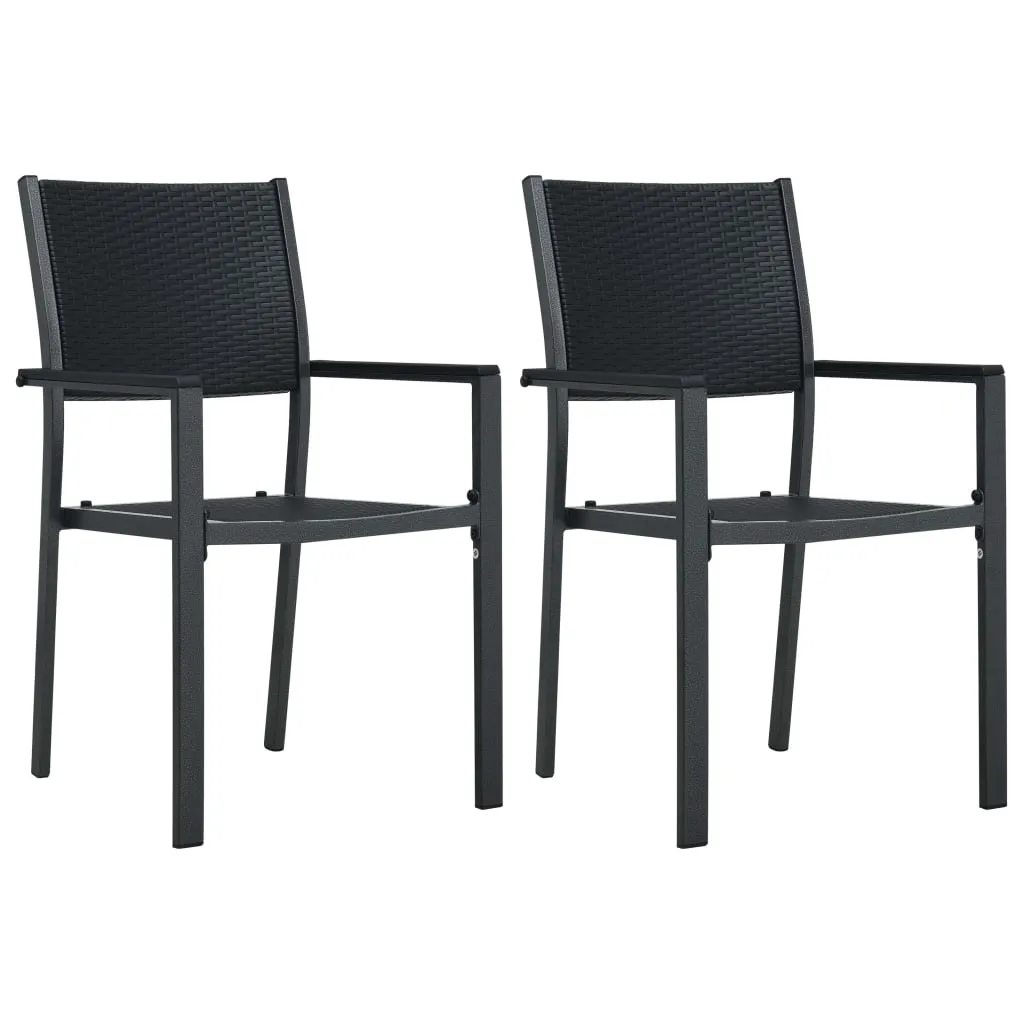 Patio Chairs Dining Chair for Deck Porch Black Plastic Rattan Look