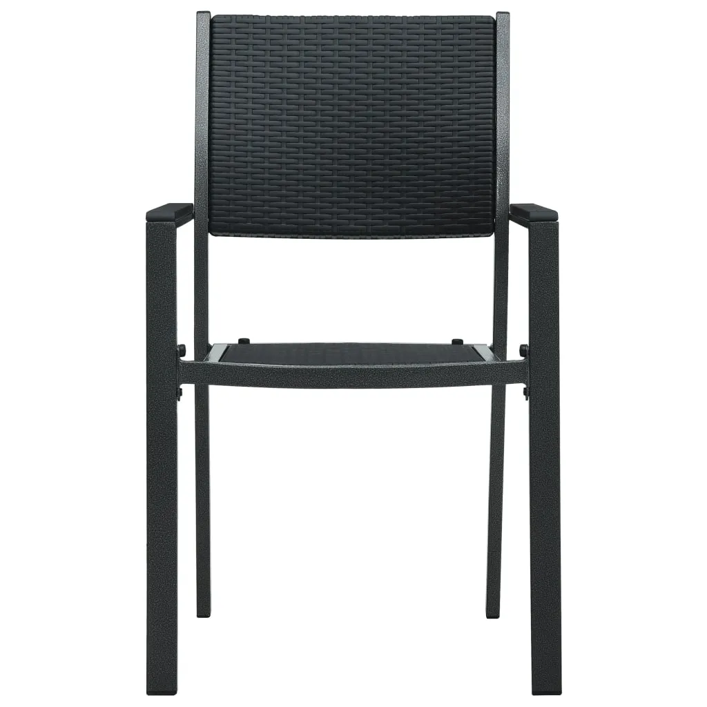 Patio Chairs Dining Chair for Deck Porch Black Plastic Rattan Look