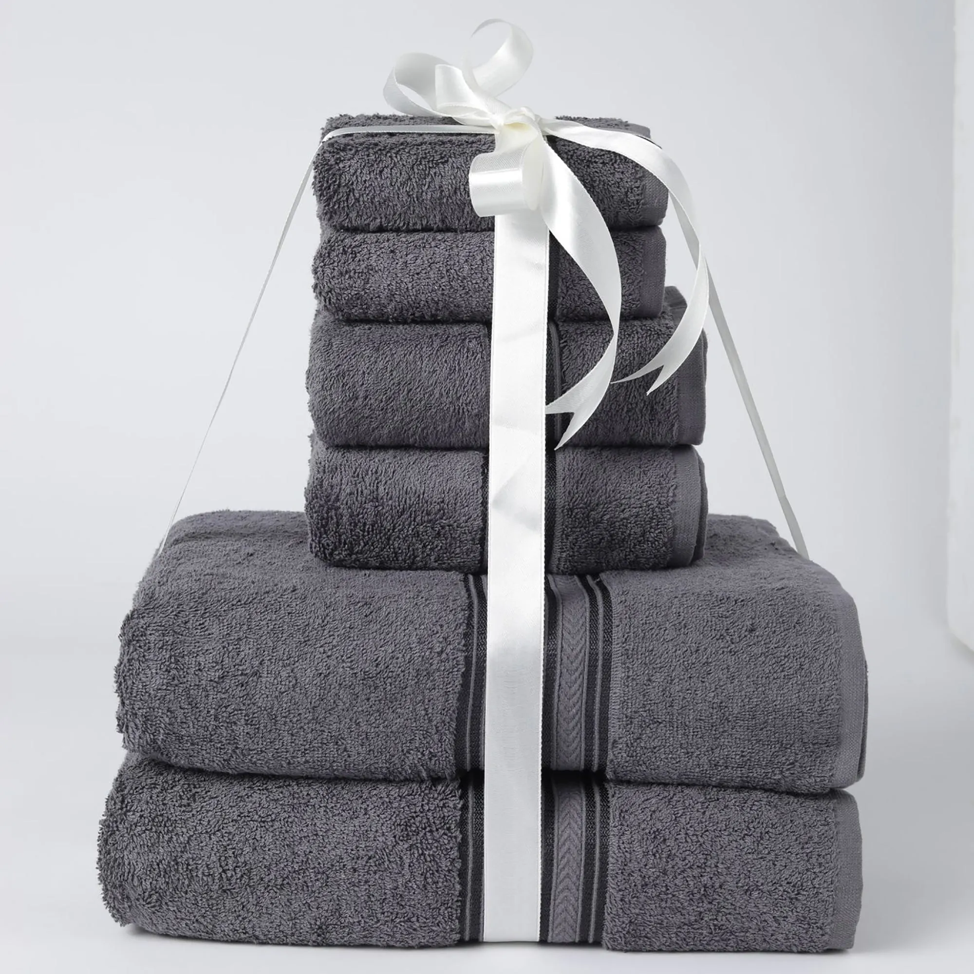 Plazatex All Season Towel Set Soft and Absorbent Fabric for Bathroom Needs 6 Piece  Grey