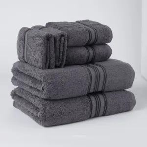 Plazatex All Season Towel Set Soft and Absorbent Fabric for Bathroom Needs 6 Piece  Grey