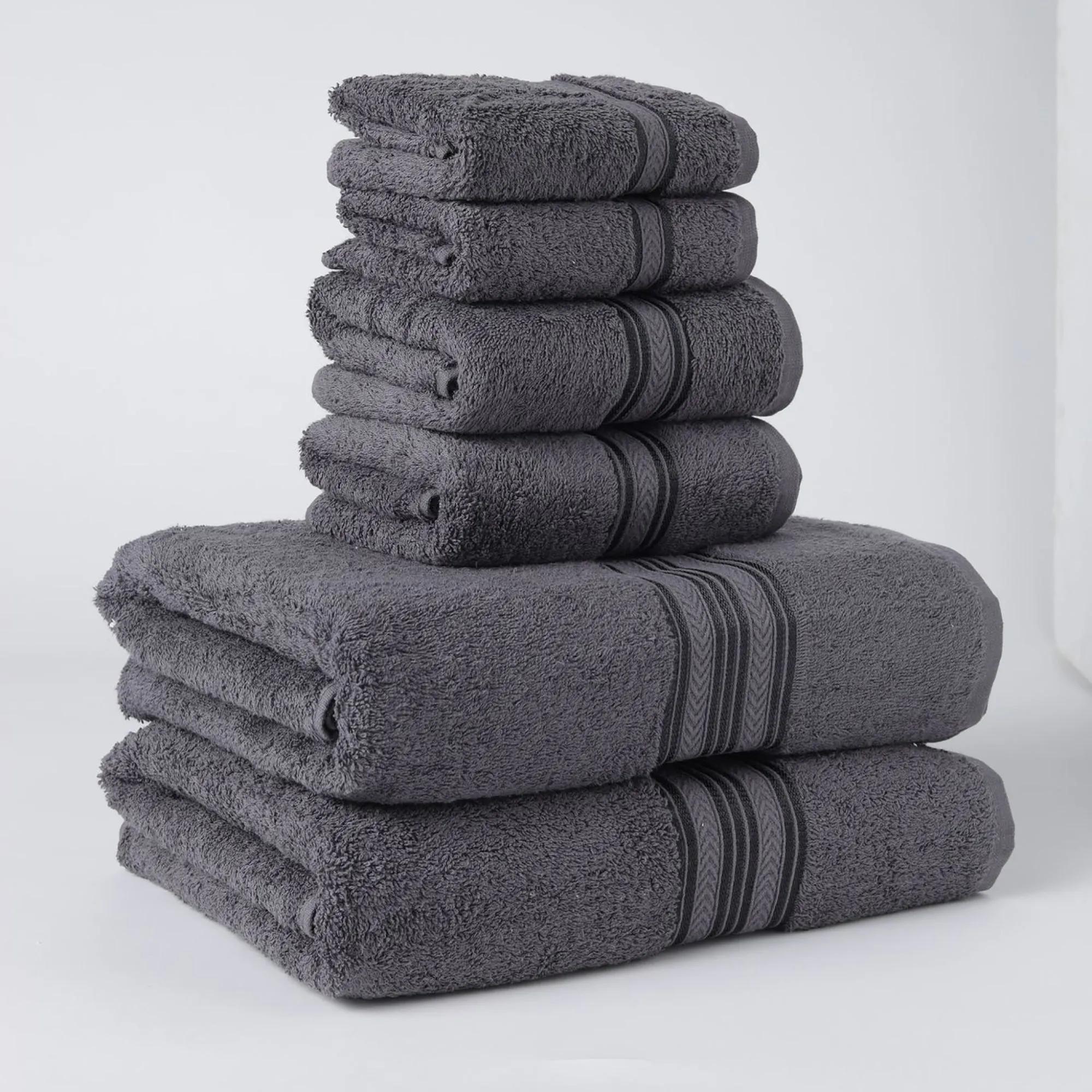 Plazatex All Season Towel Set Soft and Absorbent Fabric for Bathroom Needs 6 Piece  Grey