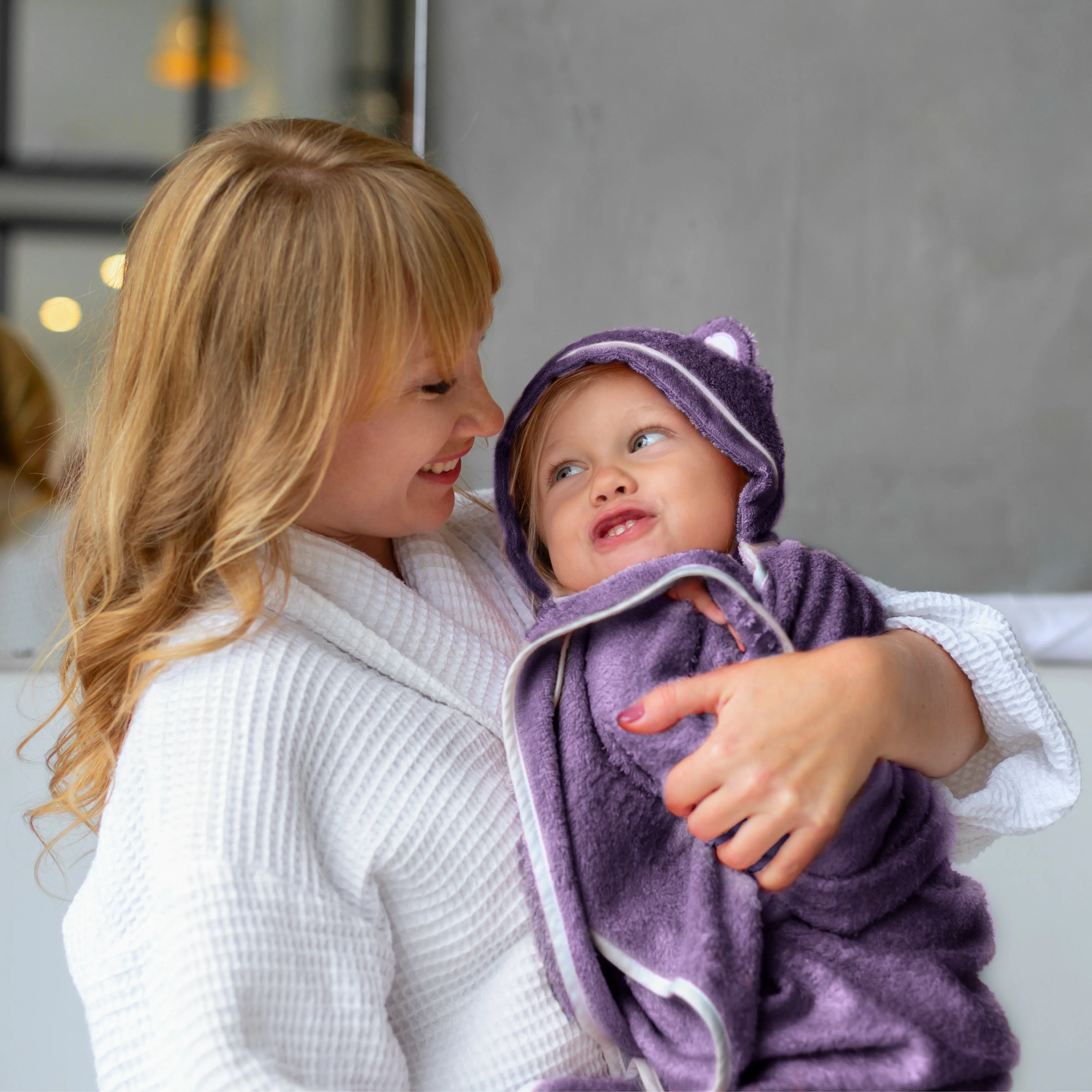 Premium Bamboo Toddler Towel with Hood (Purple)