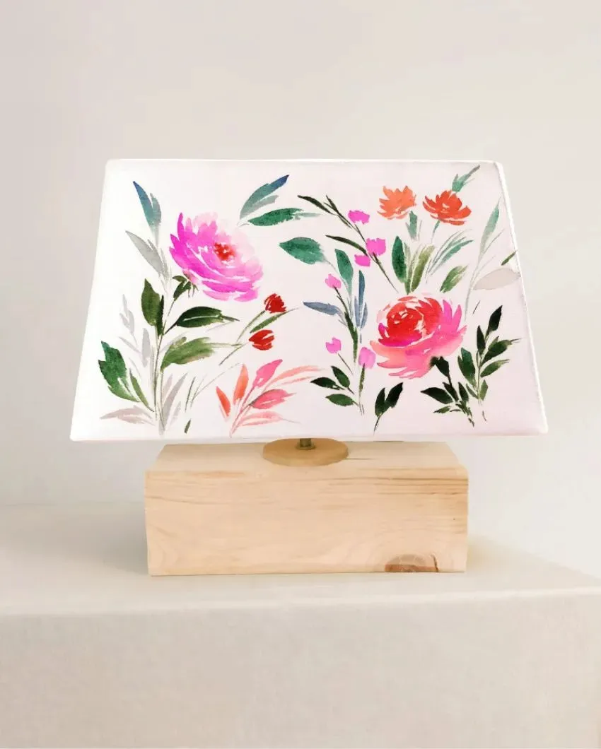 Rectangle Shaped Floral Bliss Cotton Shaded Table Lamp