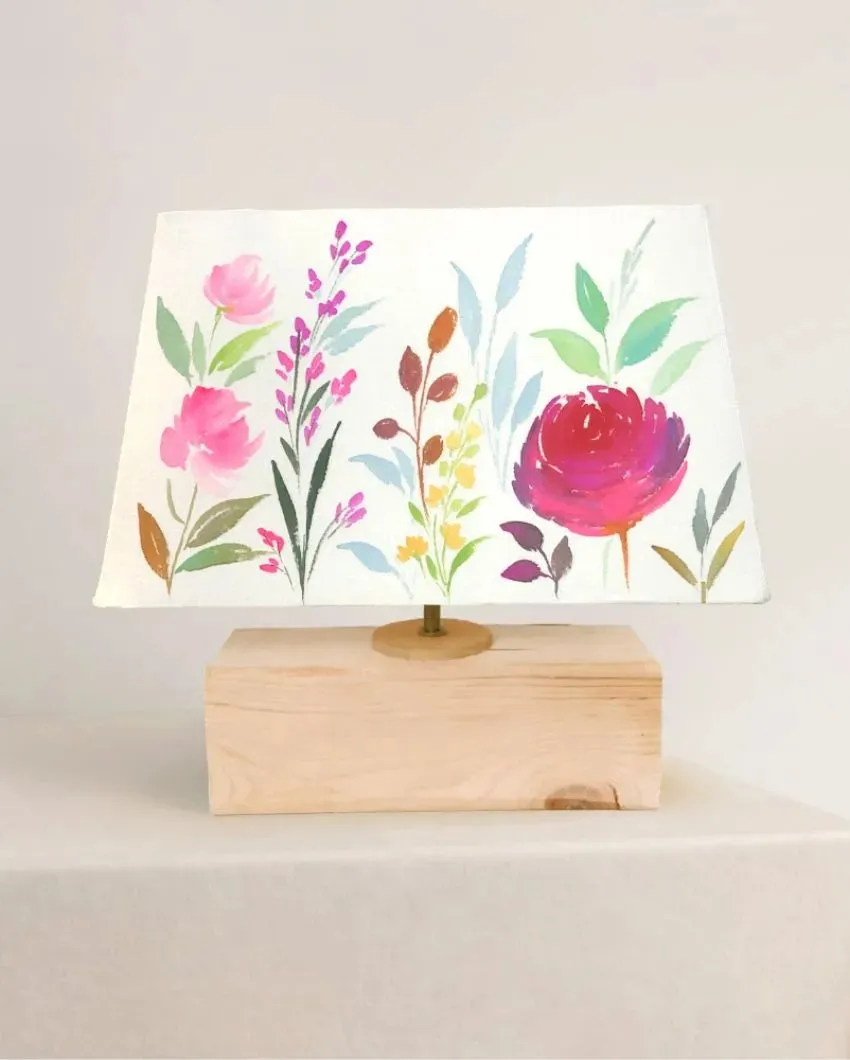 Rectangle Shaped Floral Bliss Cotton Shaded Table Lamp