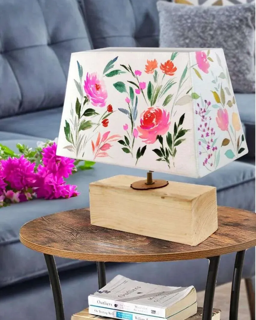 Rectangle Shaped Floral Bliss Cotton Shaded Table Lamp