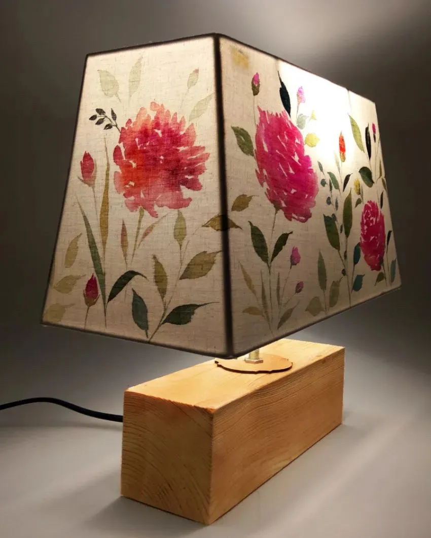 Rectangle Shaped Floral Bliss Cotton Shaded Table Lamp