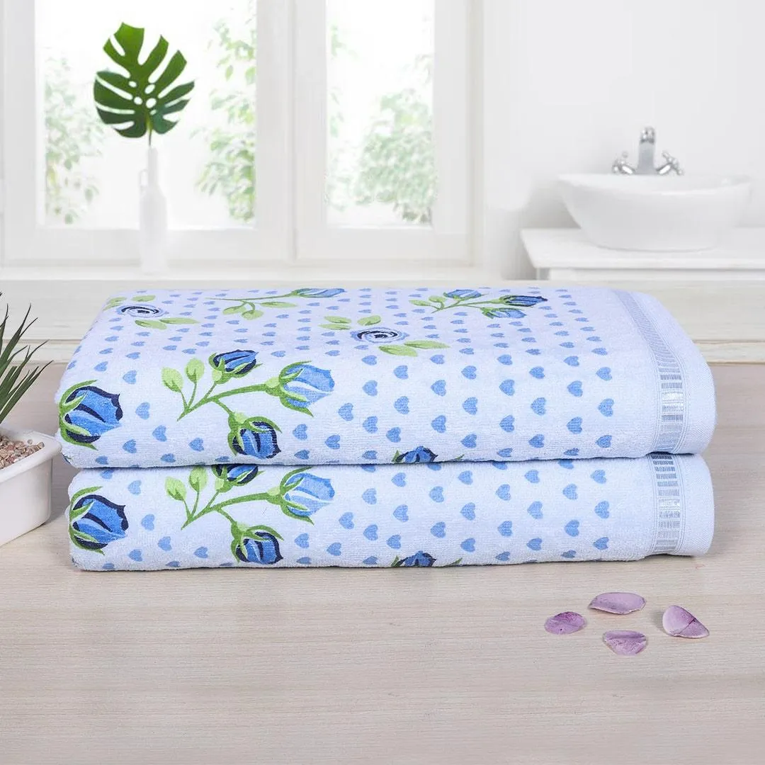 Rose N Heart 450 GSM Cotton Bath Towel Set Of 2