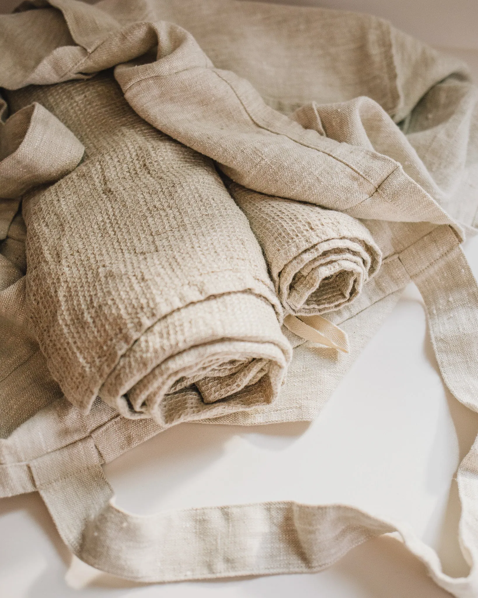 Set of 2 Large Linen Waffle Bath Towels