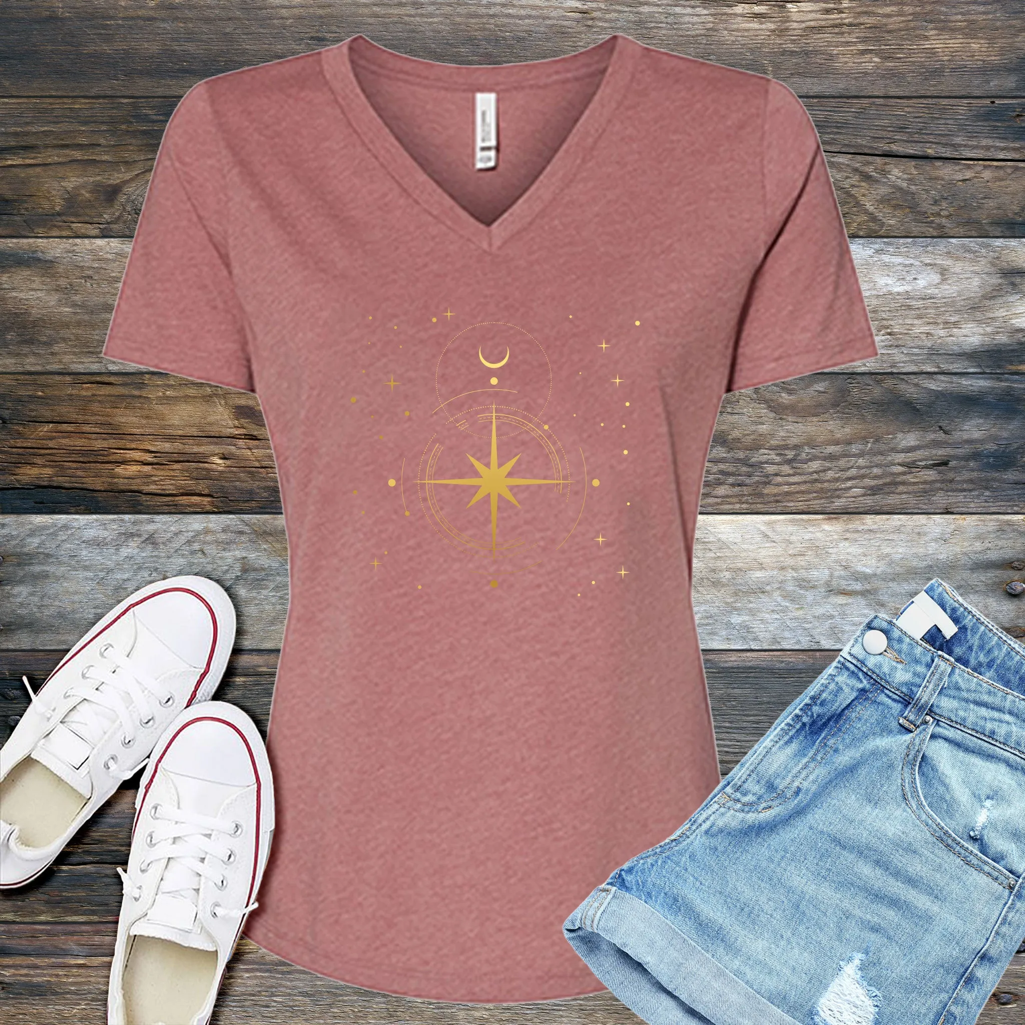 Simple Polaris Compass V-Neck