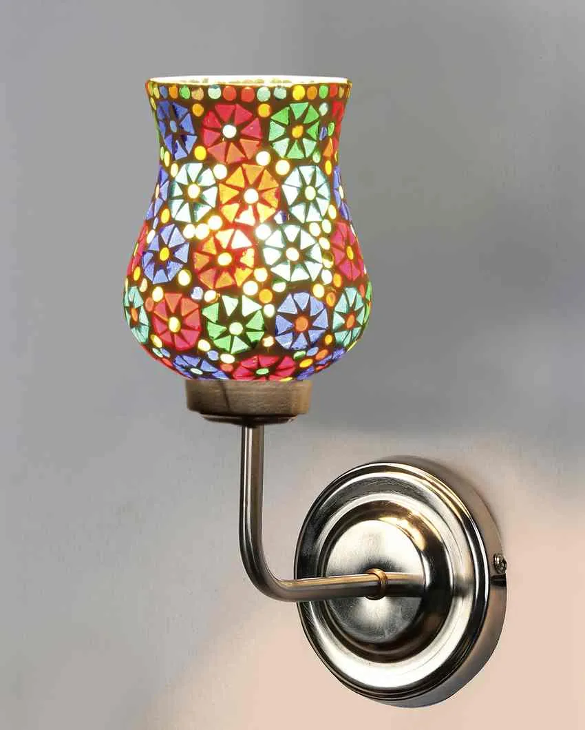 Sleek Modern Glass Wall Mounted Lamp With Steel Base | 9 x 4 x 13 inches