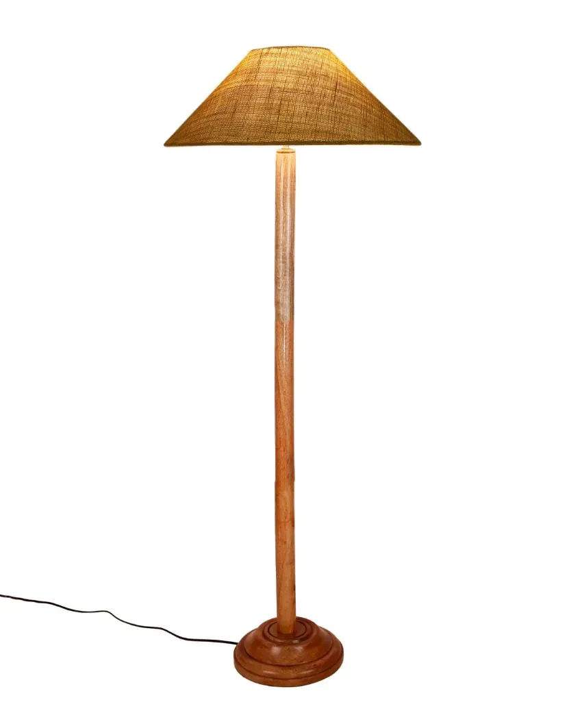 Snappy Jute Coolie Shade Floor Lamp With Natural Wooden Base | 13 x 56 Inches