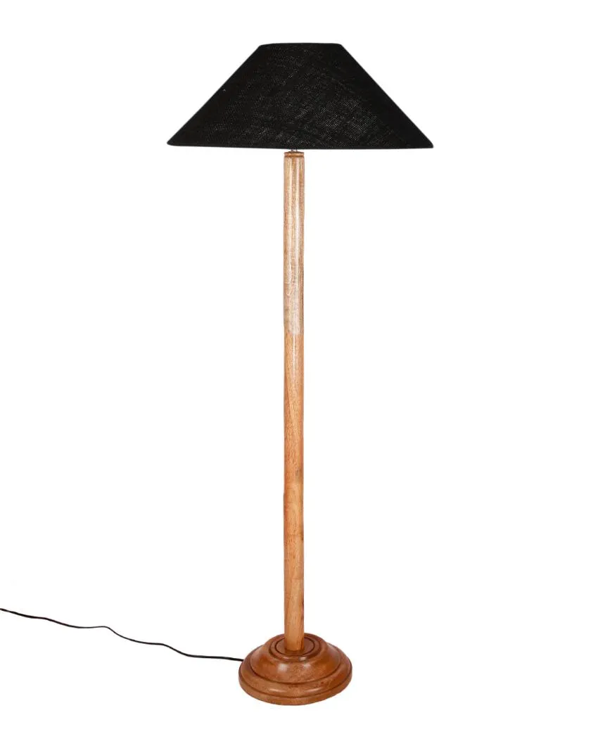 Snappy Jute Coolie Shade Floor Lamp With Natural Wooden Base | 13 x 56 Inches