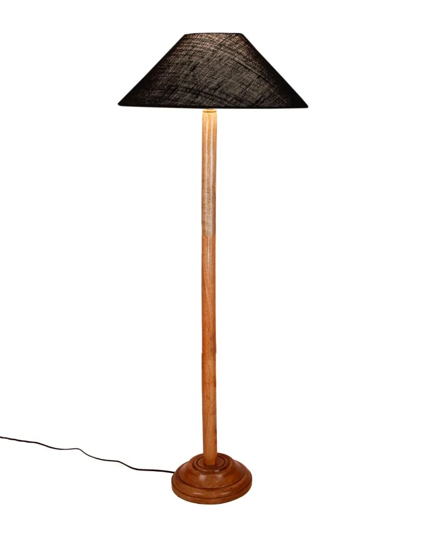 Snappy Jute Coolie Shade Floor Lamp With Natural Wooden Base | 13 x 56 Inches