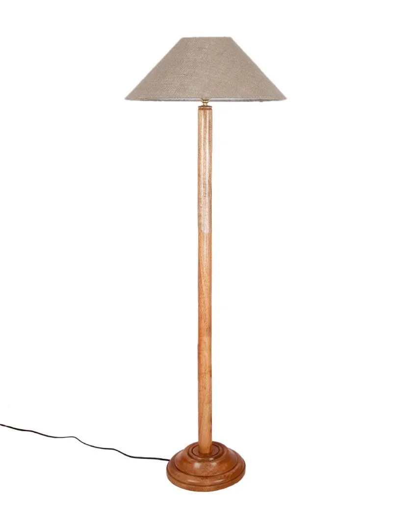 Snappy Jute Coolie Shade Floor Lamp With Natural Wooden Base | 13 x 56 Inches