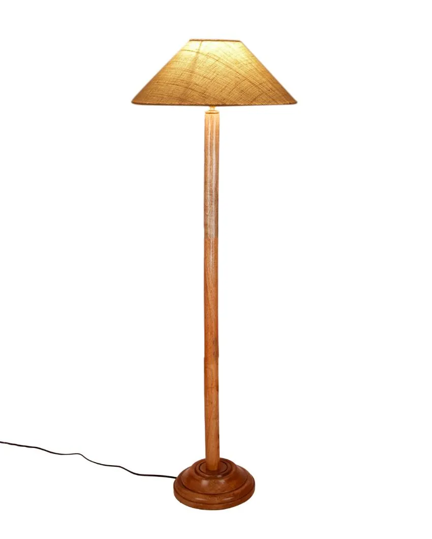 Snappy Jute Coolie Shade Floor Lamp With Natural Wooden Base | 13 x 56 Inches