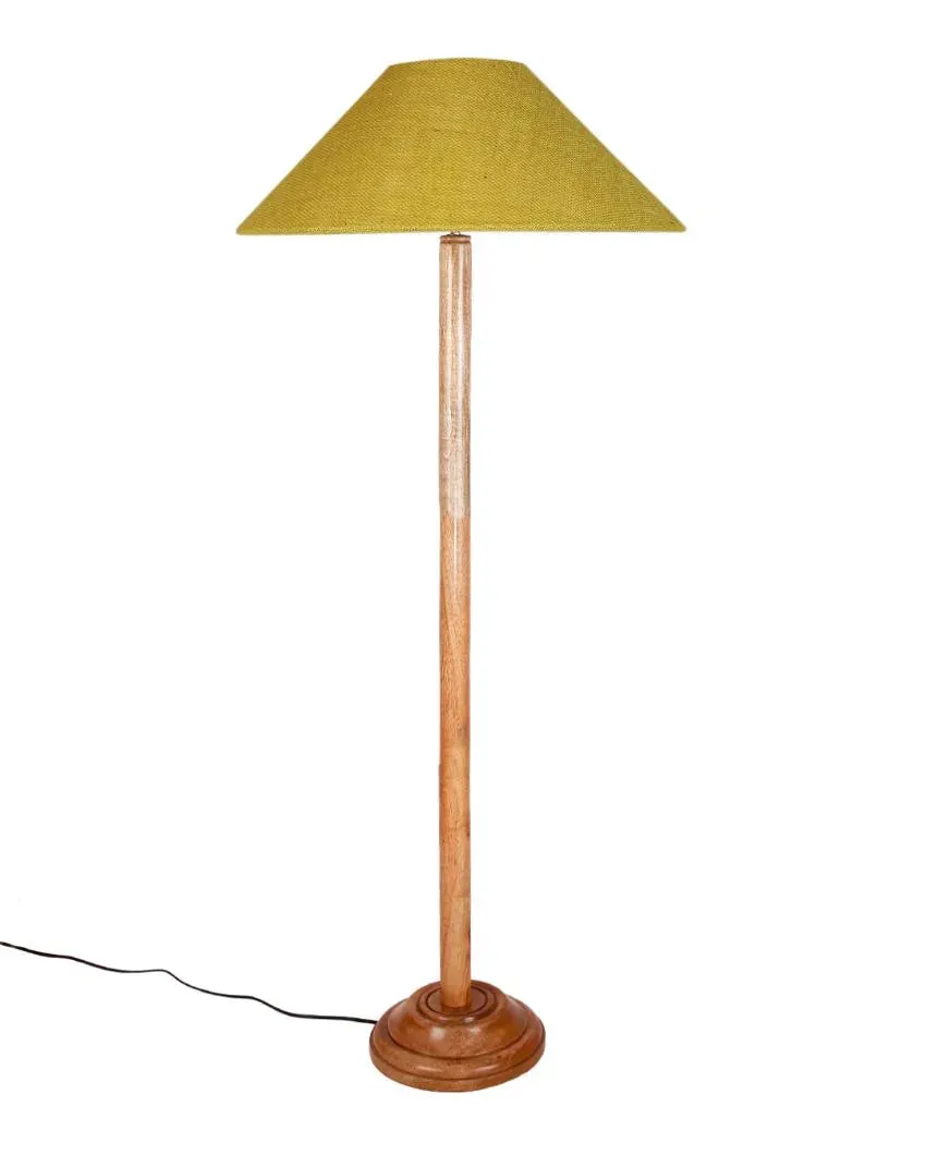 Snappy Jute Coolie Shade Floor Lamp With Natural Wooden Base | 13 x 56 Inches