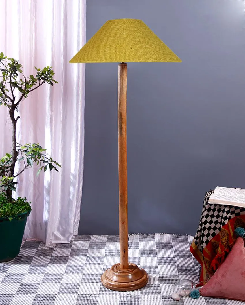 Snappy Jute Coolie Shade Floor Lamp With Natural Wooden Base | 13 x 56 Inches