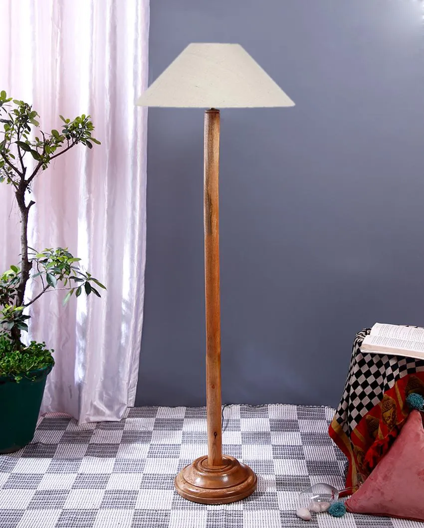 Snappy Jute Coolie Shade Floor Lamp With Natural Wooden Base | 13 x 56 Inches