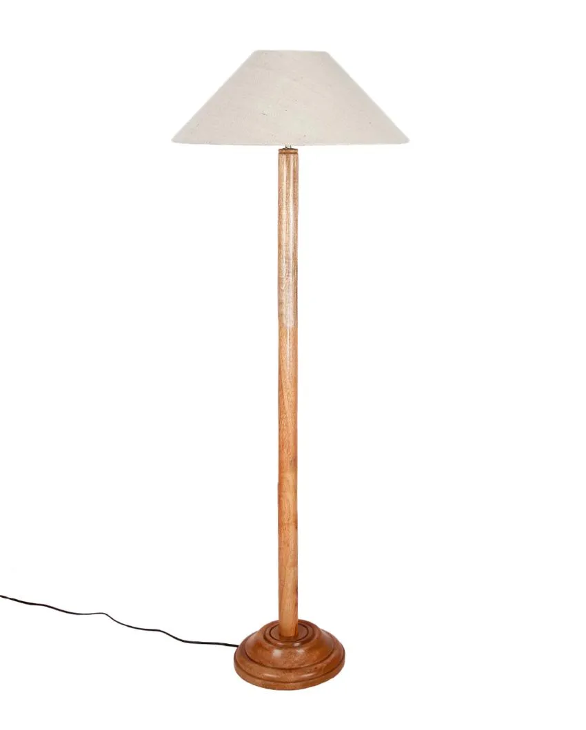 Snappy Jute Coolie Shade Floor Lamp With Natural Wooden Base | 13 x 56 Inches