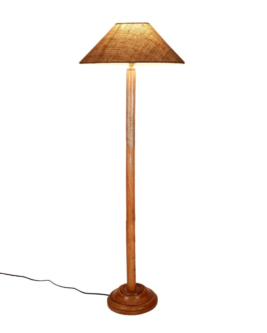 Snappy Jute Coolie Shade Floor Lamp With Natural Wooden Base | 13 x 56 Inches