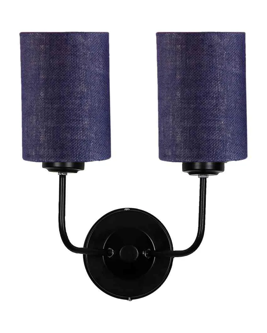 Sophisticated Jute Wall Dual Lamp Iron Base | Set of 2 | 4 x 12 x 14 inches