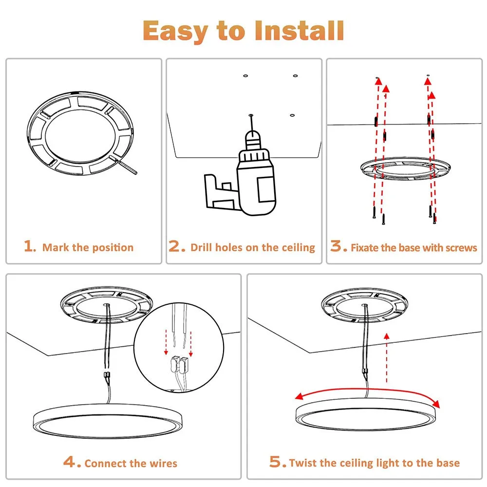 TheLAShop 32W Dimmable Flush Ceiling Lights 2ct/Pack 16inch