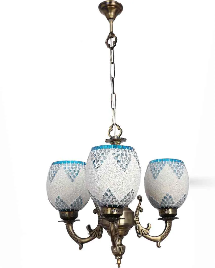 Unique Ceiling Three Decorative Glass Lamp Shade Chandelier  | 19 x 19 x 17 inches