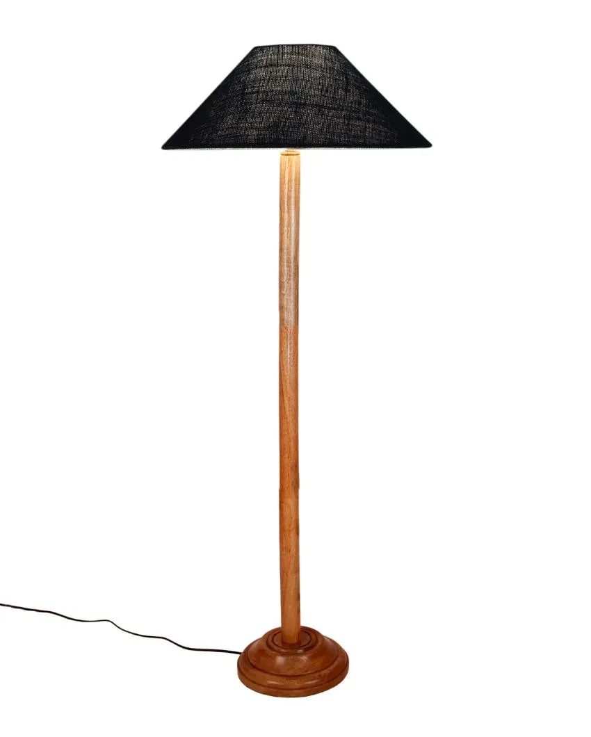 Vibrant Jute Coolie Shade Floor Lamp With Natural Wooden Base | 13 x 56 Inches