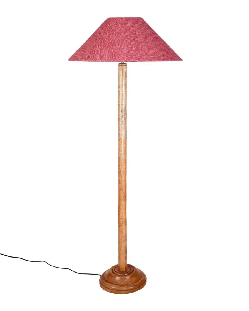 Vibrant Jute Coolie Shade Floor Lamp With Natural Wooden Base | 13 x 56 Inches